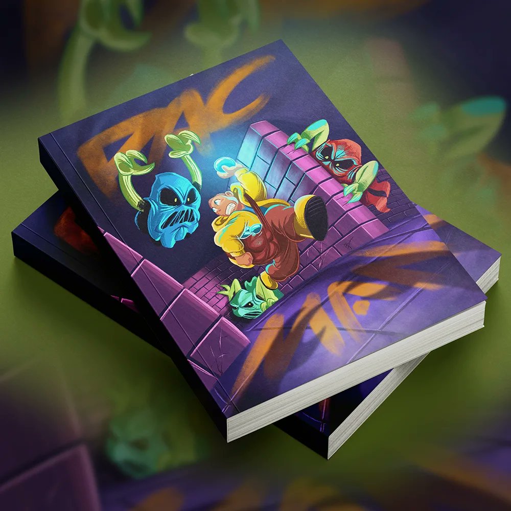 obarbaviking's tweet photo. Art developed to reimagine the Pac-Man game in a different way. As if it were some kind of animation, comic or even an adventure book where the protagonist enters a labyrinth to collect the luminous orbs until he encounters their guardians.

#kidlit #kidlitart https://t.co/GkJmnvzOsN