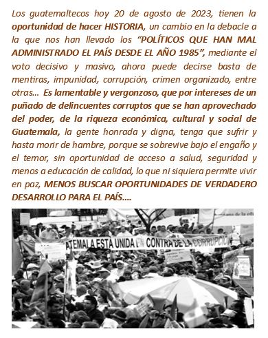 ElfegoRolando's tweet photo. Los guatemaltecos debemos estar unidos para exigir transparencia y oportunidades para desarrollarnos y vivir en paz.... https://t.co/Yk5Fz2PCAV