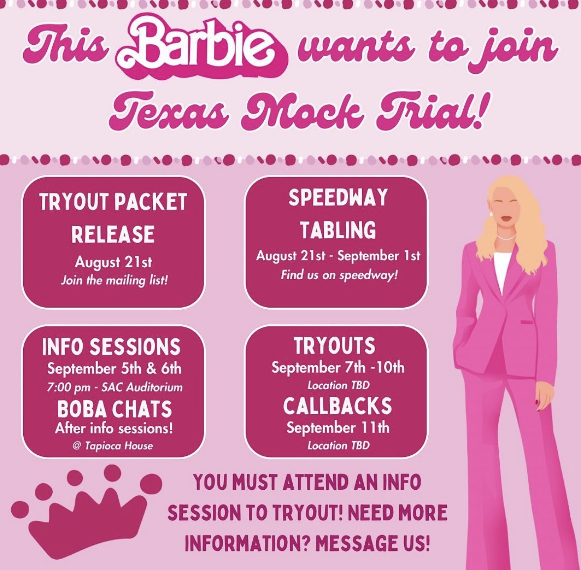 Check out our recruitment calendar and join our mailing list to receive the tryout packet tomorrow! We are so excited for this season and we can't wait to meet all of you! 🤘