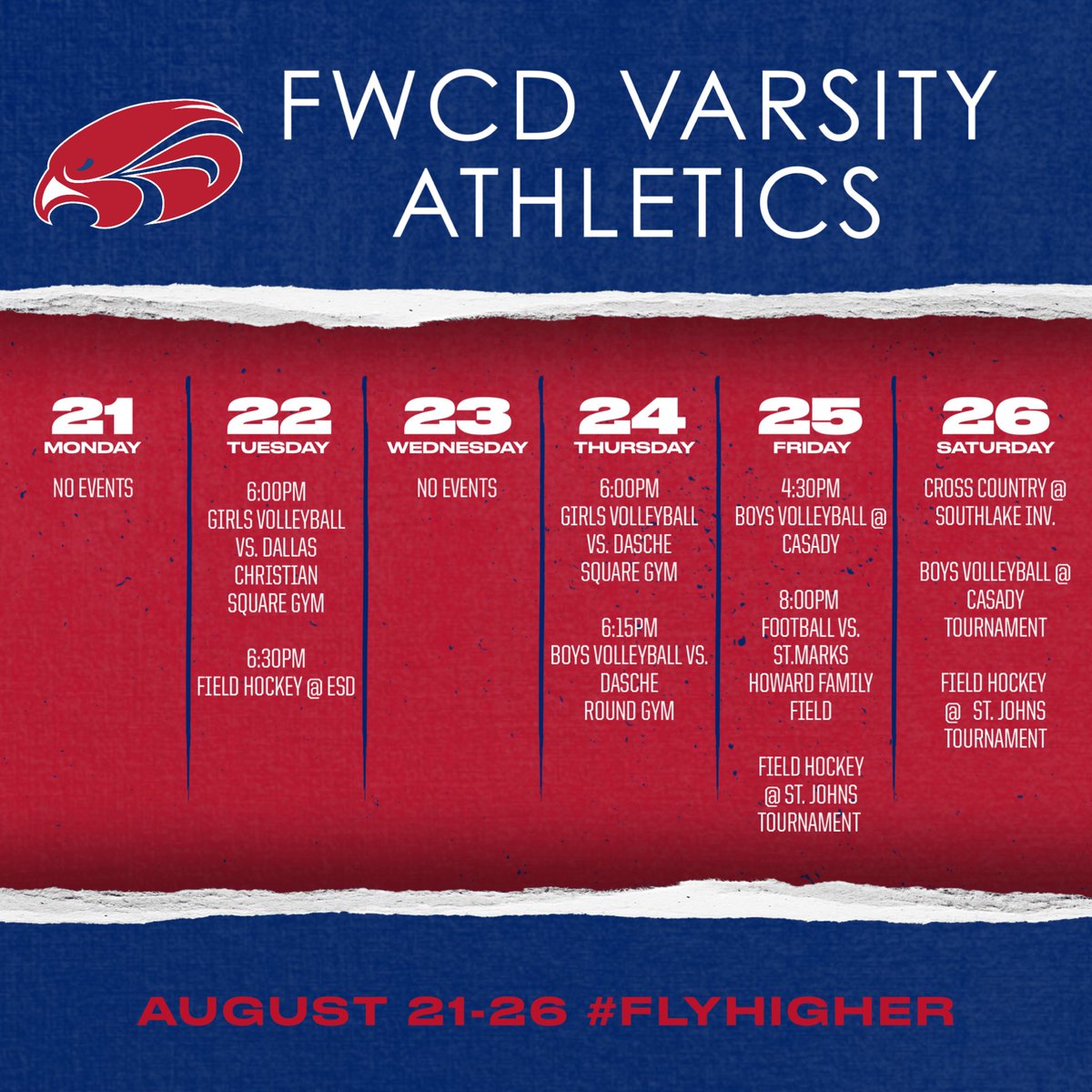 Let’s go Falcons!!

#FWCD #FWCDAthletics #FlyHigher