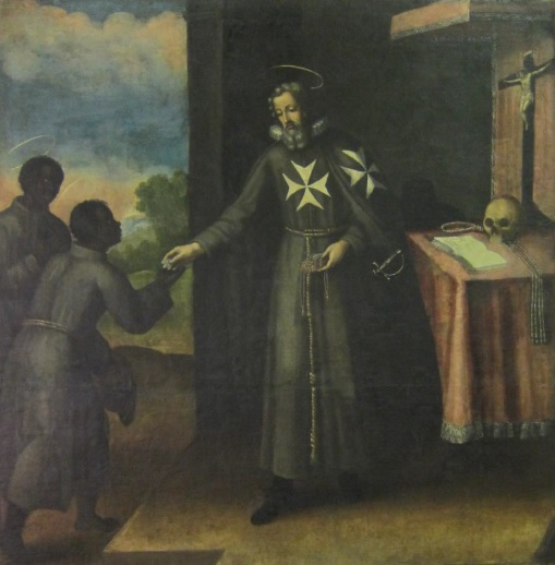 Barlafuess's tweet photo. last day in #Porto: I marveled at the Igreja de São Francisco (with a beautiful #BenedictofPalermo)& spotted an interesting painting feat. likely also #AntonioDaNoto (thanks @mialva11 for being my remote consultant) in front of an unnamed Knight of Malta. #BlackSaints https://t.co/Z39zGd70xO