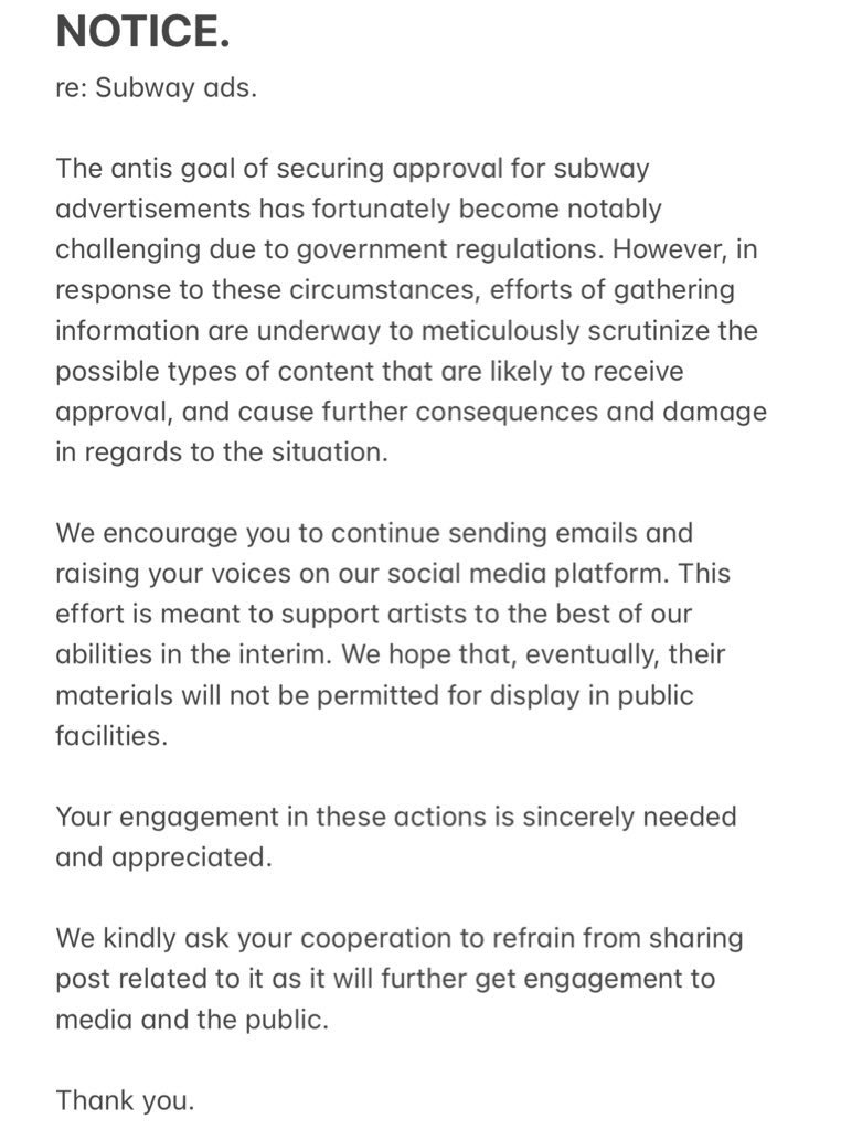 HJS_GLOBAL's tweet photo. NOTICE.

re: subway ads https://t.co/iEqFudlWSo