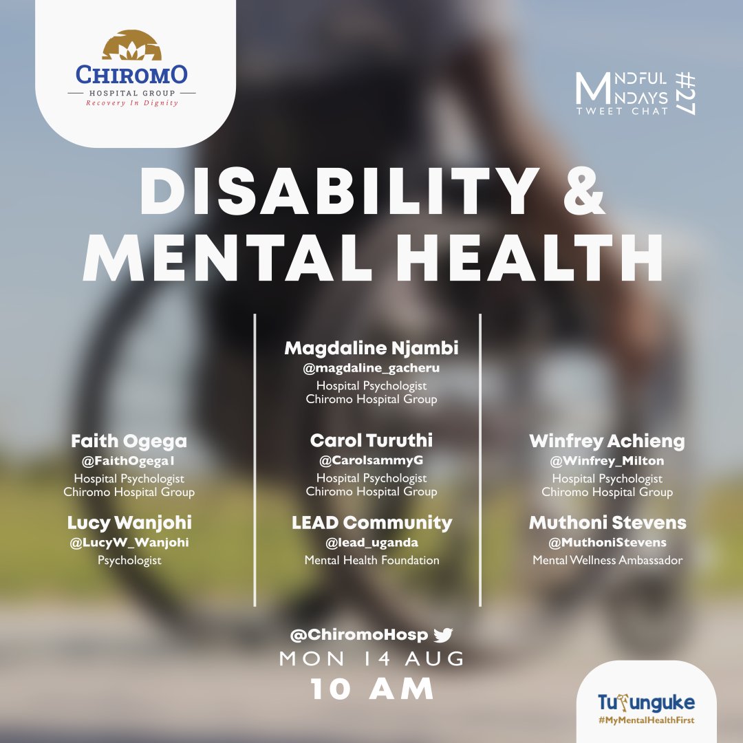 Chiromo Hospital Group (@chiromohospgrp) on Twitter photo We have less than 24 hours to this conversation.
Don't forget to clock in, tomorrow from 10AM EAT with <a href="/njambi_gacheru/">Psychologist Magdaline Njambi</a> <a href="/FaithOgega1/">Faith Mwango Ogega</a> <a href="/LucyW_Wanjohi/">Lucy Wanjohi</a> <a href="/CarolsammyG/">CarolsammyG</a> <a href="/lead_uganda/">LEAD Community Foundation Uganda</a> <a href="/Winfrey_Milton/">Winfrey Achieng</a> <a href="/MuthoniStevens/">Muthoni Stevens</a>.
#Tufunguke We have less than 24 hours to this conversation.
Don't forget to clock in, tomorrow from 10AM EAT with <a href="/njambi_gacheru/">Psychologist Magdaline Njambi</a> <a href="/FaithOgega1/">Faith Mwango Ogega</a> <a href="/LucyW_Wanjohi/">Lucy Wanjohi</a> <a href="/CarolsammyG/">CarolsammyG</a> <a href="/lead_uganda/">LEAD Community Foundation Uganda</a> <a href="/Winfrey_Milton/">Winfrey Achieng</a> <a href="/MuthoniStevens/">Muthoni Stevens</a>.
#Tufunguke