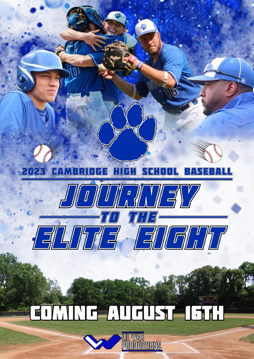 Better have the popcorn ready on August 16th! 🍿 The ‘2023 Cambridge High School Baseball: Journey to the Elite Eight’ documentary premieres this Wednesday evening at 7pm. 🎥⚾️ @CHSOHbaseball #RollBobbies
