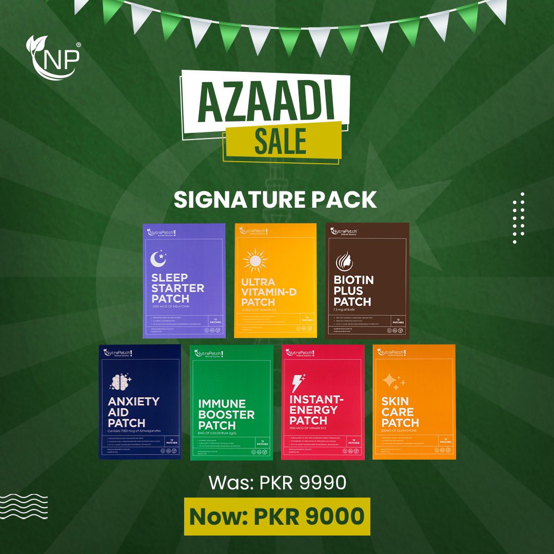 NutraPatch's tweet image. 🇵🇰 Unwrap the gift of wellness and savings during our spectacular sale! Save big on Bundles too 🎉🇵🇰

🔗 in Bio

#NutraPatchAzaadiSale #sale #nutrapatch #PatchingUpHealth #FreedomToThrive #vitaminpatches