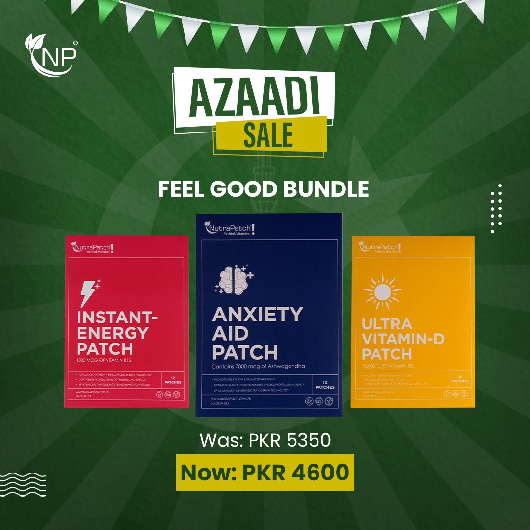 NutraPatch's tweet image. 🇵🇰 Unwrap the gift of wellness and savings during our spectacular sale! Save big on Bundles too 🎉🇵🇰

🔗 in Bio

#NutraPatchAzaadiSale #sale #nutrapatch #PatchingUpHealth #FreedomToThrive #vitaminpatches