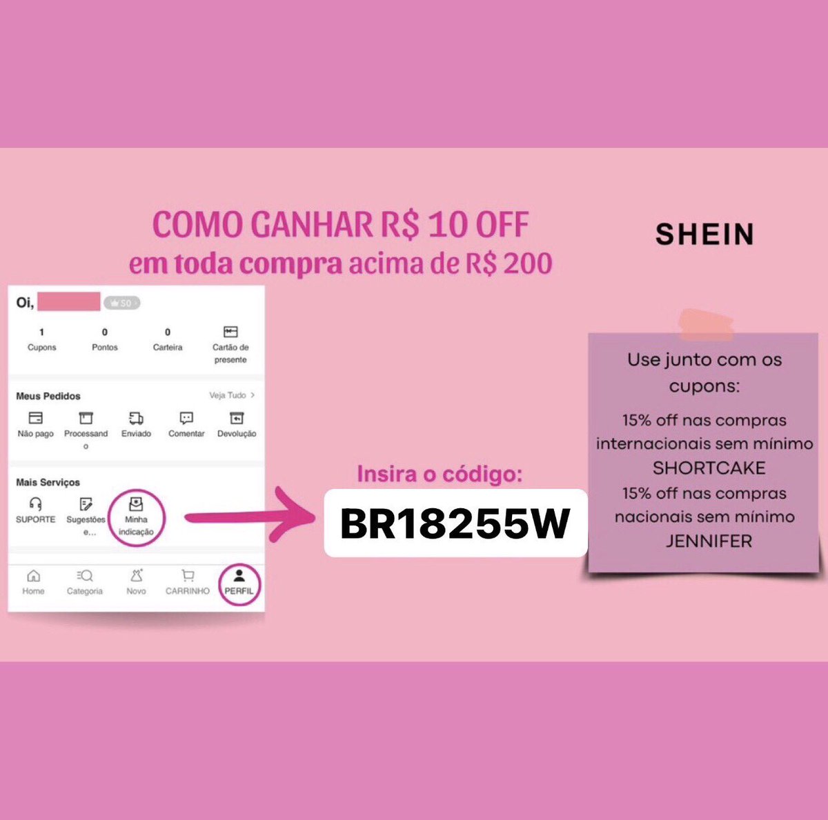 XavesAline's tweet image. Aprenda a pagar bem mais barato na SHEIN 🩷 Vá em perfil &amp;gt; minha indicação &amp;gt; digite o código 👉🏼 BR18255W

#sheinlove #shein #sheinbr