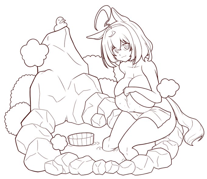 温泉ドトウ線画 