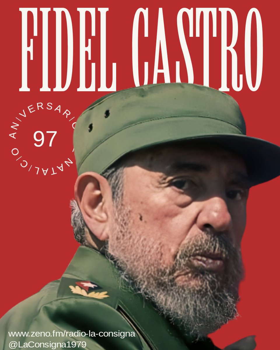 Conmemoramos el 97 aniversario del nacimiento del comandante Fidel Castro Ruz, líder histórico de la Revolución Cubana. Su legado perdura en la memoria de las generaciones actuales y futuras #FidelPorSiempre