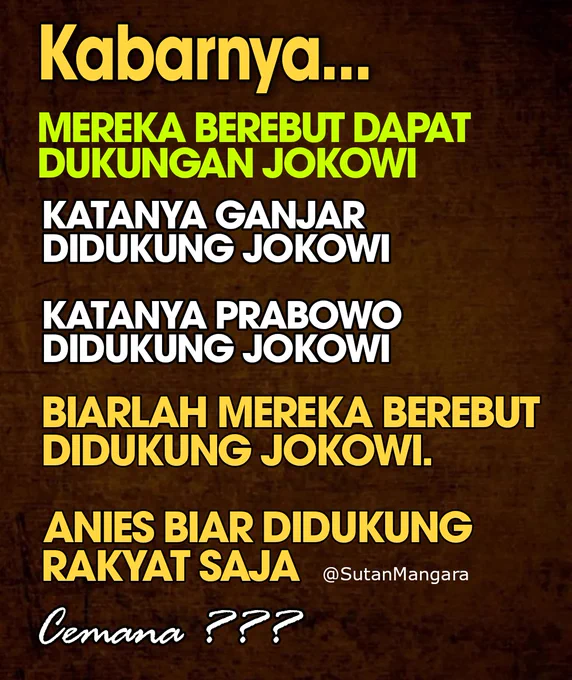 Prabowo berebut Dukungan Jokowi 
Ganjar berebut Dukungan Jokowi 
Padahal yang diperebutkan cuman 1 Suara di TPS saja.