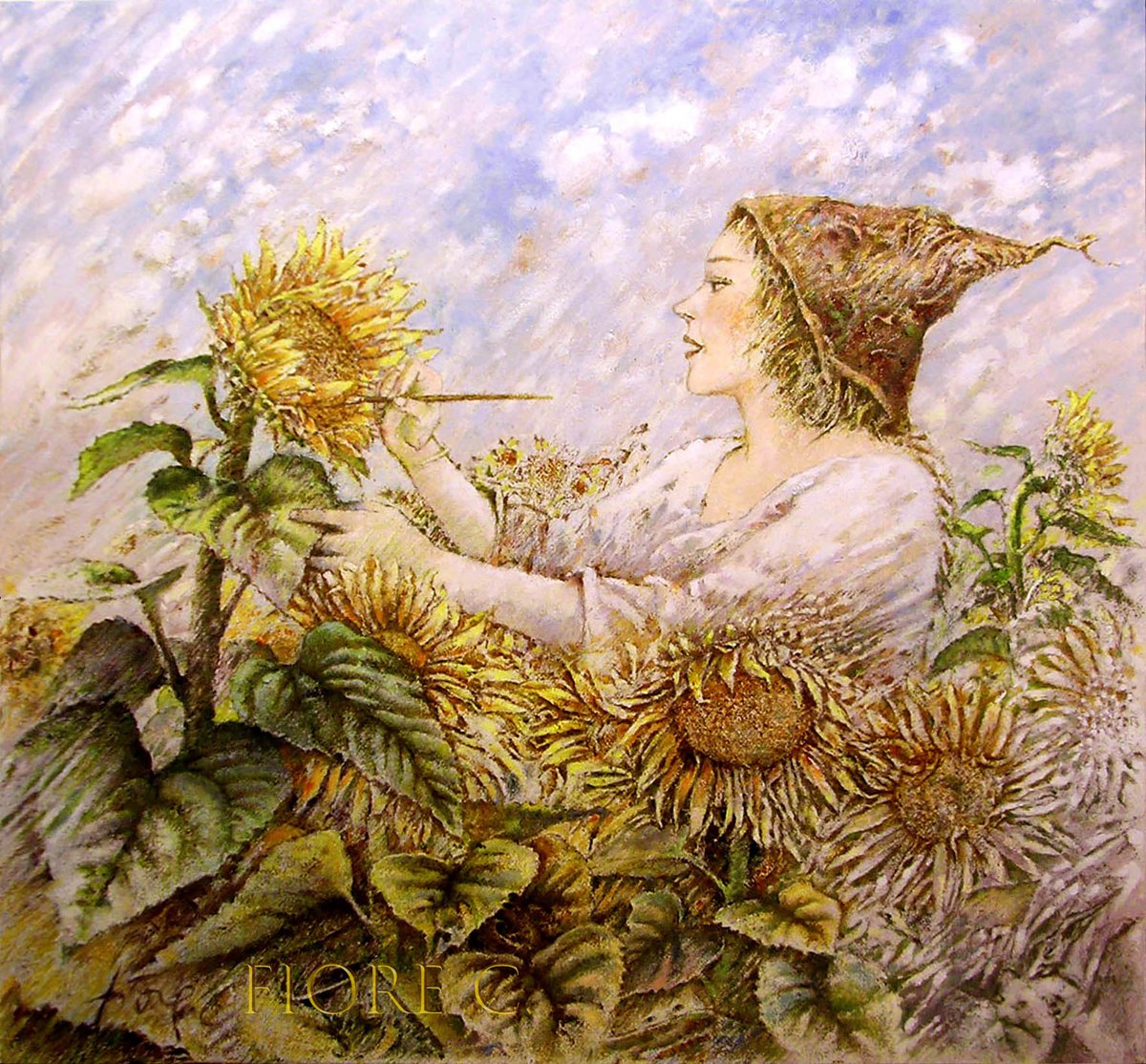 fiorecagnetti's tweet photo. Fata dei girasoli 
#fairytales #fairies #season #artgallery #painting #sunflower #summer #valdichiana #valdorcia https://t.co/vKkA5Igh33