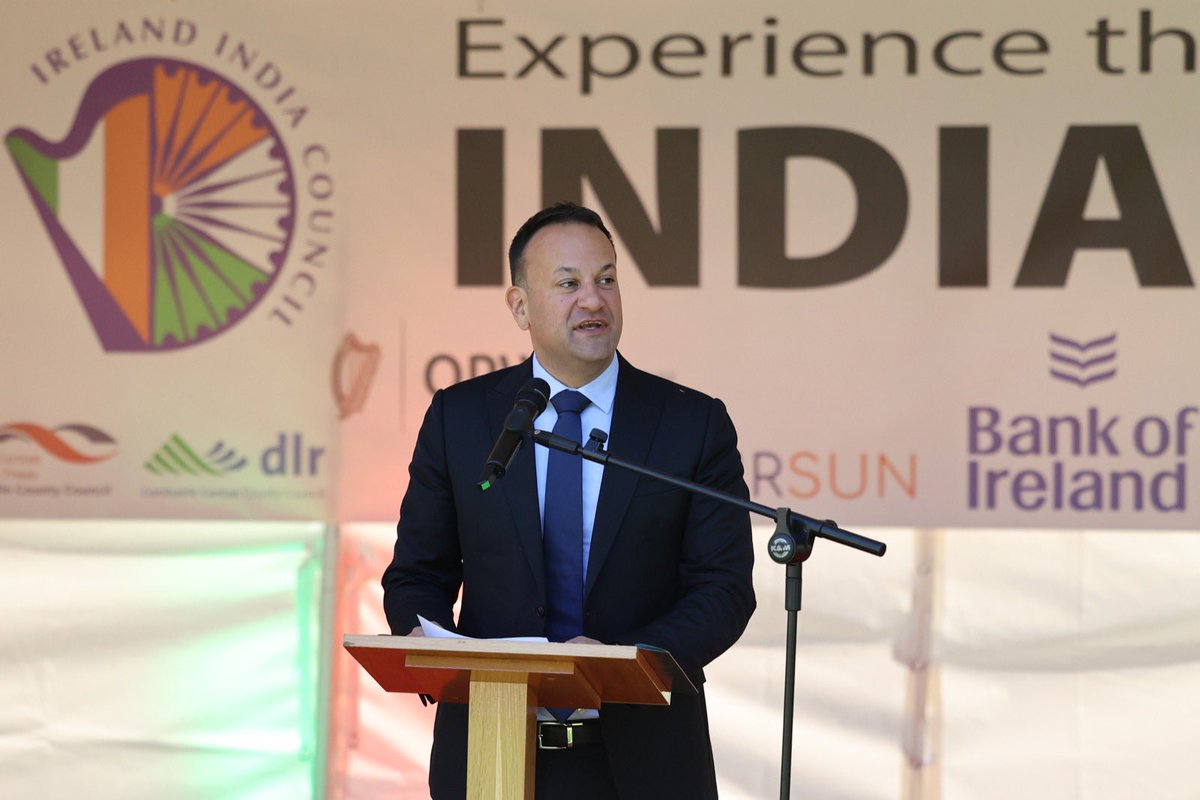 LeoVaradkar's tweet photo. The India Day Celebration highlights the richness, warmth and colour of Indian heritage and culture. 

A wonderful opportunity to celebrate the strong friendship between Ireland, India and the Indian community living in Ireland. 

@iic_info https://t.co/Q5ASVcRPjh