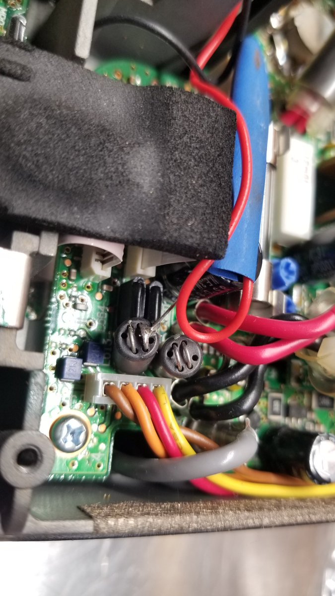 VE7LF's tweet image. Early morning soldering. Fan mod for my #IC706 to help keep it cool in my backhoe. Also 15m stability mod. Grounding being a known issue in these radios, this should help stop my tuning oscillations on 15m. Love this radio!!