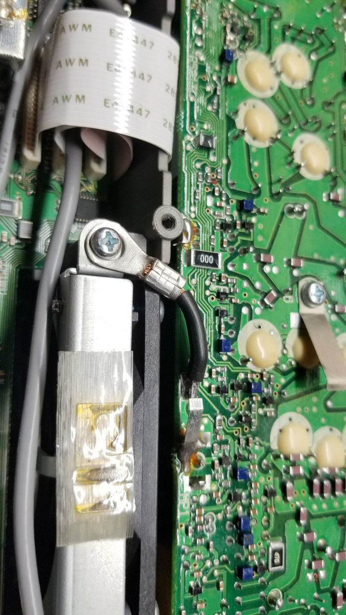 VE7LF's tweet image. Early morning soldering. Fan mod for my #IC706 to help keep it cool in my backhoe. Also 15m stability mod. Grounding being a known issue in these radios, this should help stop my tuning oscillations on 15m. Love this radio!!