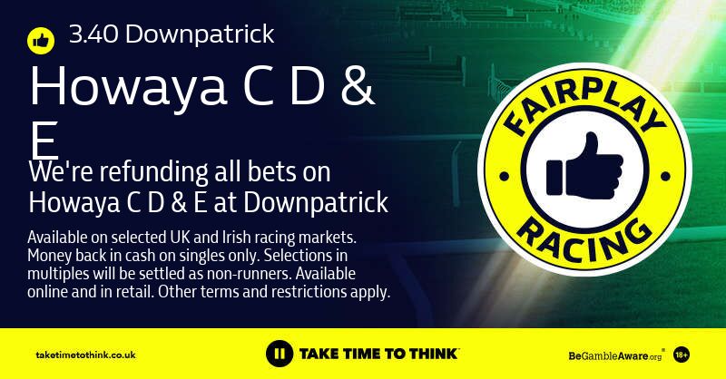 WillHillRacing's tweet photo. π¨ #WHFairPlay π¨
We're refunding bets on Howaya C D & E at Downpatrick
π | 3:40 Howaya C D & E https://t.co/sNQxHandCQ