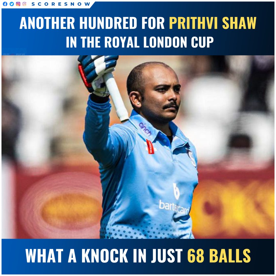 scoresnow_in's tweet photo. Back To Back Centuries by Prithvi Shaw!

#RoyalLondonCup #India #PrithviShaw #England #OneDay #TeamIndia #Cricket https://t.co/VrPamFajV5