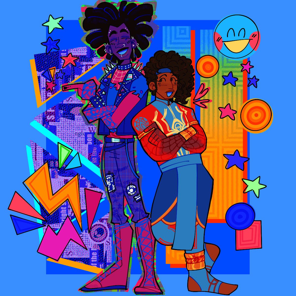 Y2KANlNE's tweet photo. Young luv n watever u wanna call it 🌈✨

[#ATSV #MilesMorales #HobieBrown #PavitrPrabhakar #GwenStacy #MargoKess ] https://t.co/bnNNImGnoC