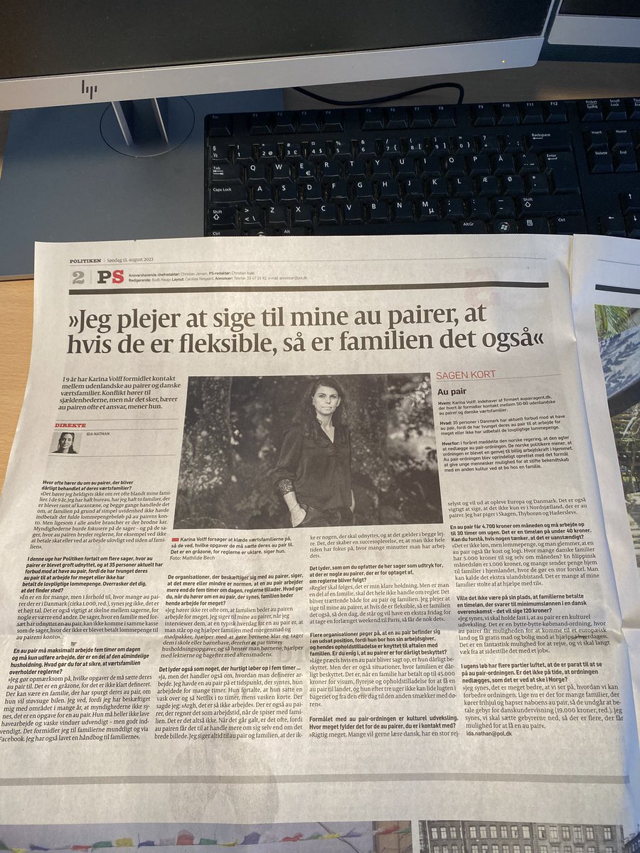 Kostogservice's tweet photo. I dagens @politiken kan jeg læse når der opstår konflikt mellem værtsfamilie og #aupair så bærer ofte au pair ansvar🥺jeg er ikke enig. Kulturudveksling er det ikke og #arbejde er løn og ikke lommepenge. Vi skal tale om #rettigheder til au pair derfor forbedret ordning #dkpol https://t.co/PyRPwsCosU