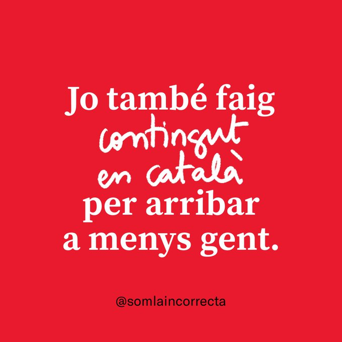 emermedpirineus's tweet photo. Jo també faig com @somlaincorrecta, també faig contingut en català per arribar a menys gent 😉
#encatalà #Laincorrecta https://t.co/eopJZvdnga