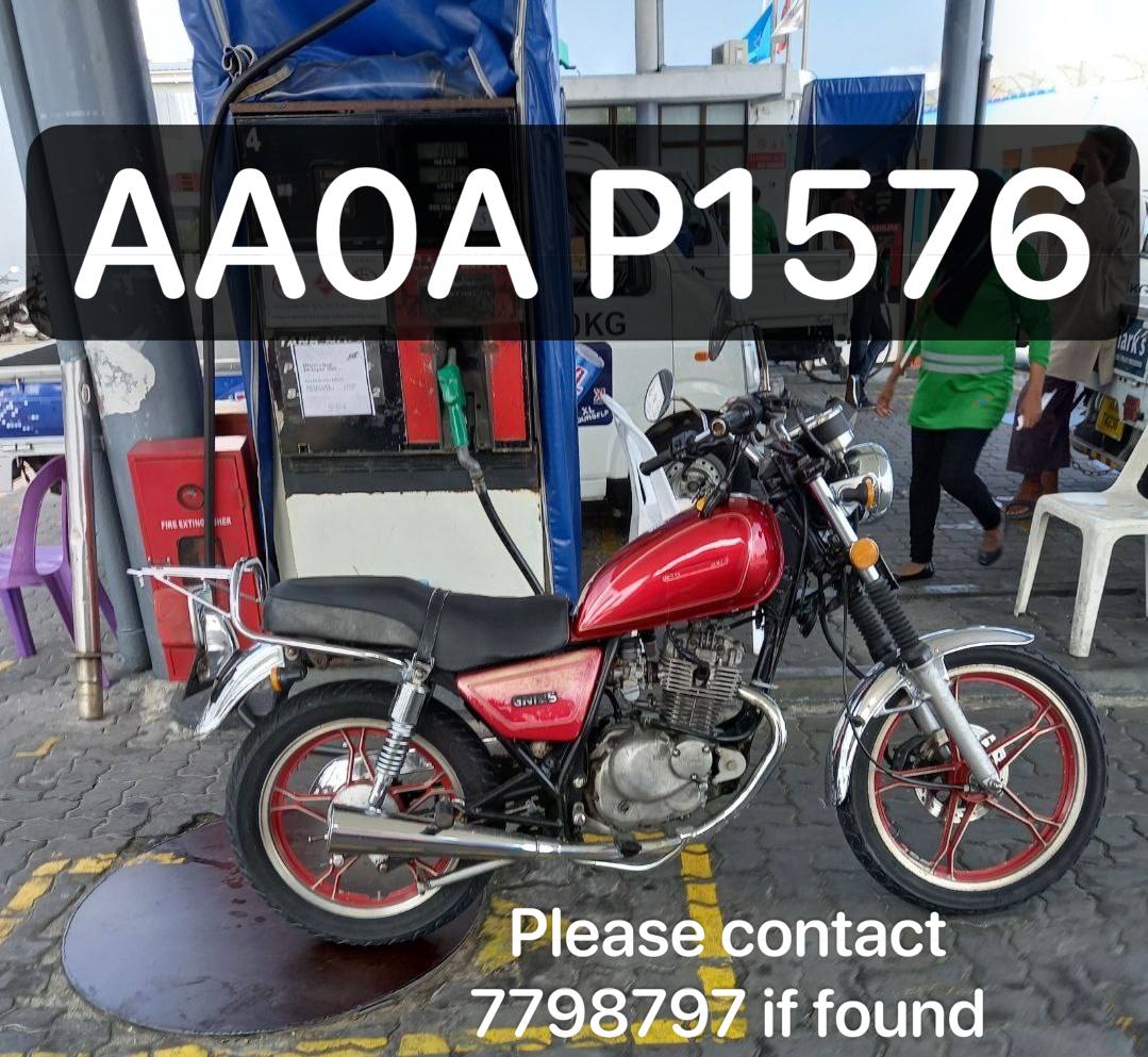 My bike was stolen today, August 13th. Last parked in front of Henveiru Sahara, Kinbigas Magu.