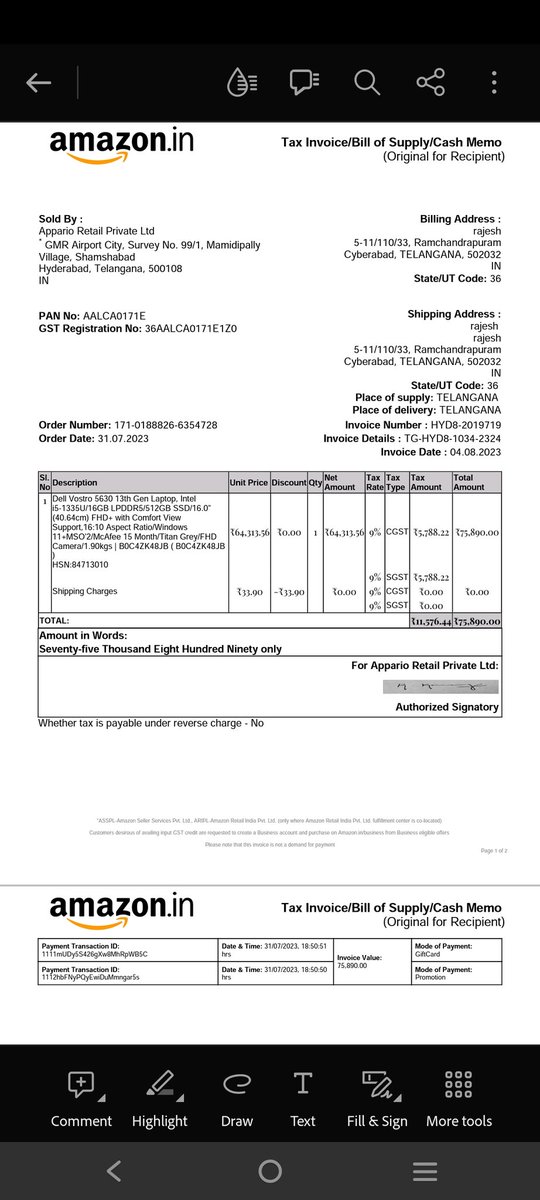 Rajeshd06304183's tweet photo. I ordered 75k amount laptop for my studies and still I m waiting it's almost 14 days completed, not received my product yet.. amazon app daily giving me out for delivery and still they fooling me https://t.co/g9cyIXT8XM