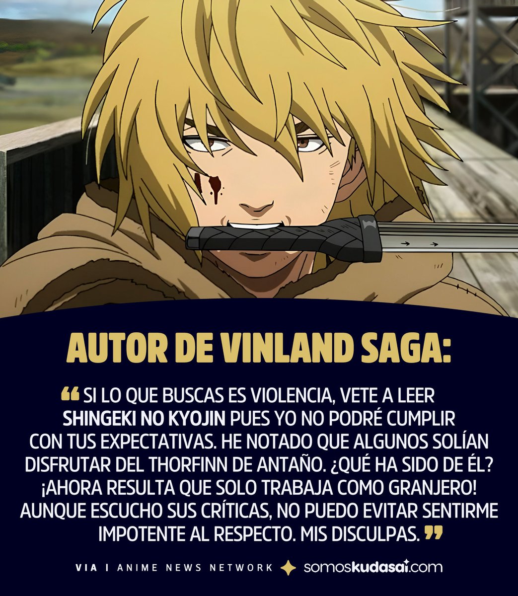 animetrends's tweet photo. Makoto Yukimura, autor de Vinland Saga, fue parte de un panel en la recién celebrada Comic-Con de San Diego y fue ahí donde se le cuestion��: "¿Qué les dirías a los lectores que solo buscan violencia en tu manga?"

Yukimura respondió lo siguiente:
#vinlandsaga https://t.co/zLb3p6rsGY