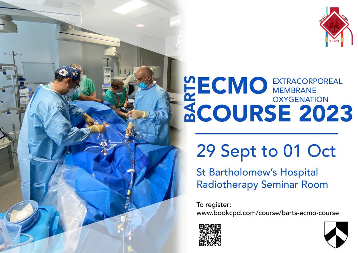 Delighted to finally present the Bart’s ECMO Course 🫀. Brilliant faculty &amp; expertise, lots of hands-on training and immersive simulation. Booking goes live today at 16:30! 
Places are limited. @BartsHospital <a href="/sachindoc/">Sachin</a> <a href="/iceman_ex/">Segun Olusanya (He/Him) iceman_ex@critcare.social</a> <a href="/GomorraDoc/">Sean Scott</a>
#ecmo #ecls #simulation #ecmocourse