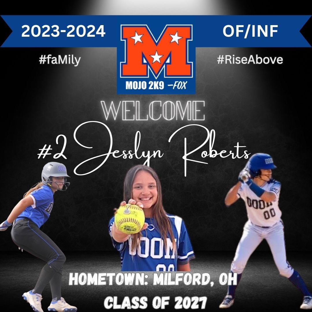 ArmorEliteFox's tweet photo. Introducing the @MOJO2K9FOX 2023-2024 roster we welcome #2 Jesslyn Roberts and family. #FaMily #RiseAbove #MojoReloaded #Next @TnMojoFastpitch  @roberts_jesslyn https://t.co/BB8dXtfTrQ
