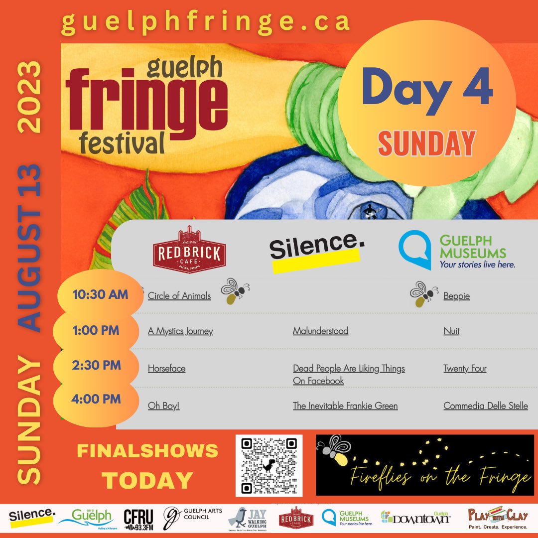 Guelph_Fringe's tweet photo. Final Fringe shows today. $15 online or cash at the door https://t.co/sLdASWLubu 🤩👍 https://t.co/C4DucXhDPZ