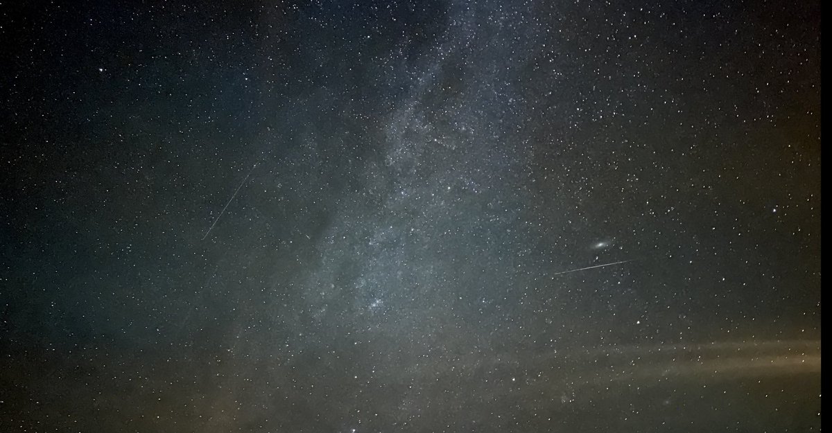 windoverphotos's tweet photo. Vacationing in Dingwall, Nova Scotia, with very dark skies, I took this photo with my iPhone.  30 second exposure in night mode on a tripod.  Milky Way, Andromeda, and TWO meteors!  @ericfisher @tjdelsanto @jreineron7 @4cast4you https://t.co/5DLweOQDNq