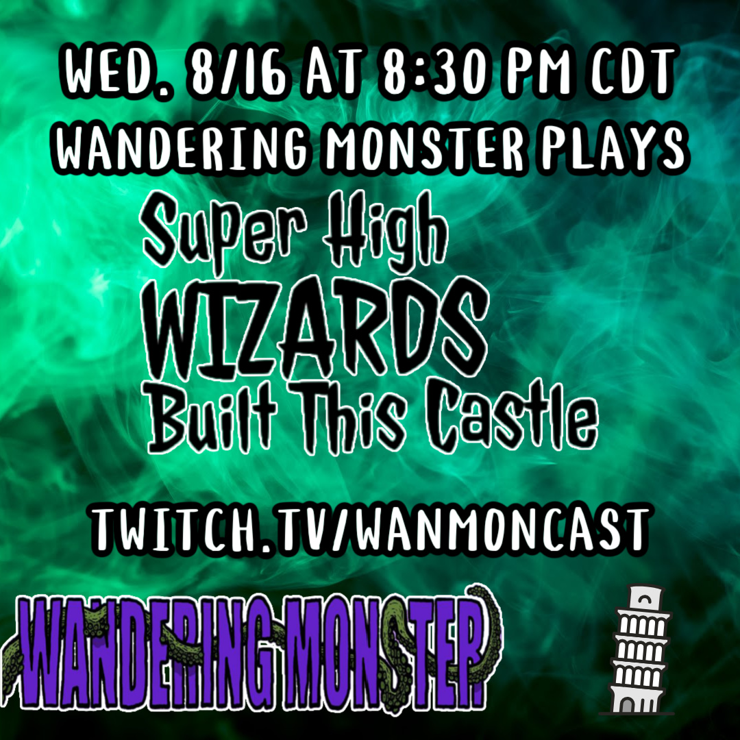 WanMonCast's tweet photo. Wed. 8/16 at 8:30 PM CDT, join us on https://t.co/LvhpKIP5fl as we play SUPER HIGH WIZARDS BUILT THIS CASTLE (https://t.co/TmhHuzmG4X) from @ETSounds! Why was the dungeon installed upside down? Look, man... 😶‍🌫️ #Tabletop #Games #TTRPGs #TTRPG #IndieGames #IndieGameDev #Geek https://t.co/msu262LqV8