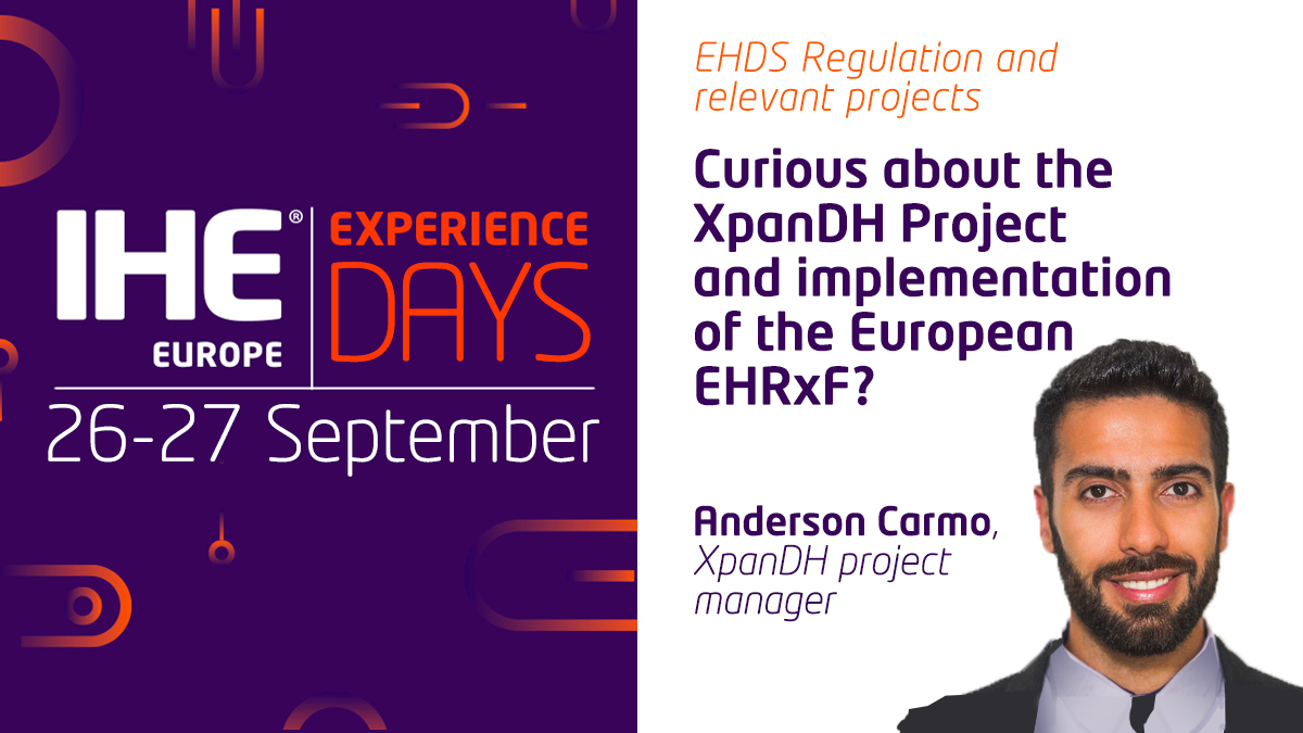 IHE-Europe (@ihe_europe) on Twitter photo Curious about <a href="/xpandh_project/">XpanDH - HEurope project</a> & implementation of European #EHRxF? Join Anderson Carmo, XpanDH project manager at ISCTE University > Book your ticket for IHE Experience Days bit.ly/EXP_DAY_23 <a href="/IHEBelgium/">IHE Belgium</a> @IHENL @IHE_fr <a href="/IHEAustria/">IHE Austria 🇦🇹</a> <a href="/IHE_USA/">IHE USA</a> <a href="/IHEIntl/">IHE International</a> @IHEsuisse <a href="/IHE_Gazelle/">IHE_Gazelle</a> Curious about <a href="/xpandh_project/">XpanDH - HEurope project</a> & implementation of European #EHRxF? Join Anderson Carmo, XpanDH project manager at ISCTE University > Book your ticket for IHE Experience Days bit.ly/EXP_DAY_23 <a href="/IHEBelgium/">IHE Belgium</a> @IHENL @IHE_fr <a href="/IHEAustria/">IHE Austria 🇦🇹</a> <a href="/IHE_USA/">IHE USA</a> <a href="/IHEIntl/">IHE International</a> @IHEsuisse <a href="/IHE_Gazelle/">IHE_Gazelle</a>