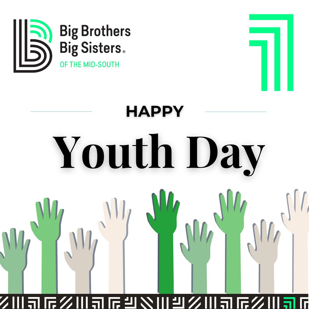 BBBSMidsouth's tweet photo. Happy Youth Day.   We celebrate the power and promise that all youth holds today and every day of the year.

#internationalyouthday #bbbsms #mentees #mentoring #mentors https://t.co/5XR8VFesXr
