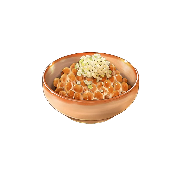 素材飯 朝食セット 473 背景が透過するフリー素材です ① 味噌汁   ② 目玉焼き   ③ 納豆