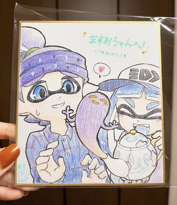 はきっちゃん(@ Hakichi531 )が好きの詰まった色紙をくれて飛び上がりそうだった😭💜ほんまにかわいい…😭‼️チョイス最高すぎるんやが…ありがとう…🥹🫶!!!!!!!!!!!