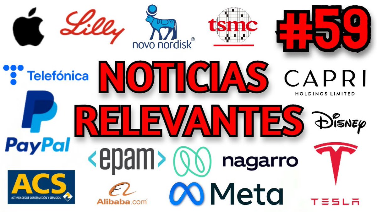 Ivan_Bolsa's tweet photo. 📹 Repaso semanal de noticias ya disponible en mi canal de YouTube.

Hoy he hablado de $AAPL $LLY $NVO $PYPL $EPAM $DIS $TEF $BABA $META $TSLA $ACS $TSM $CPRI

👇 Puedes verlo aquí 👇 https://t.co/iEemwnZz7d