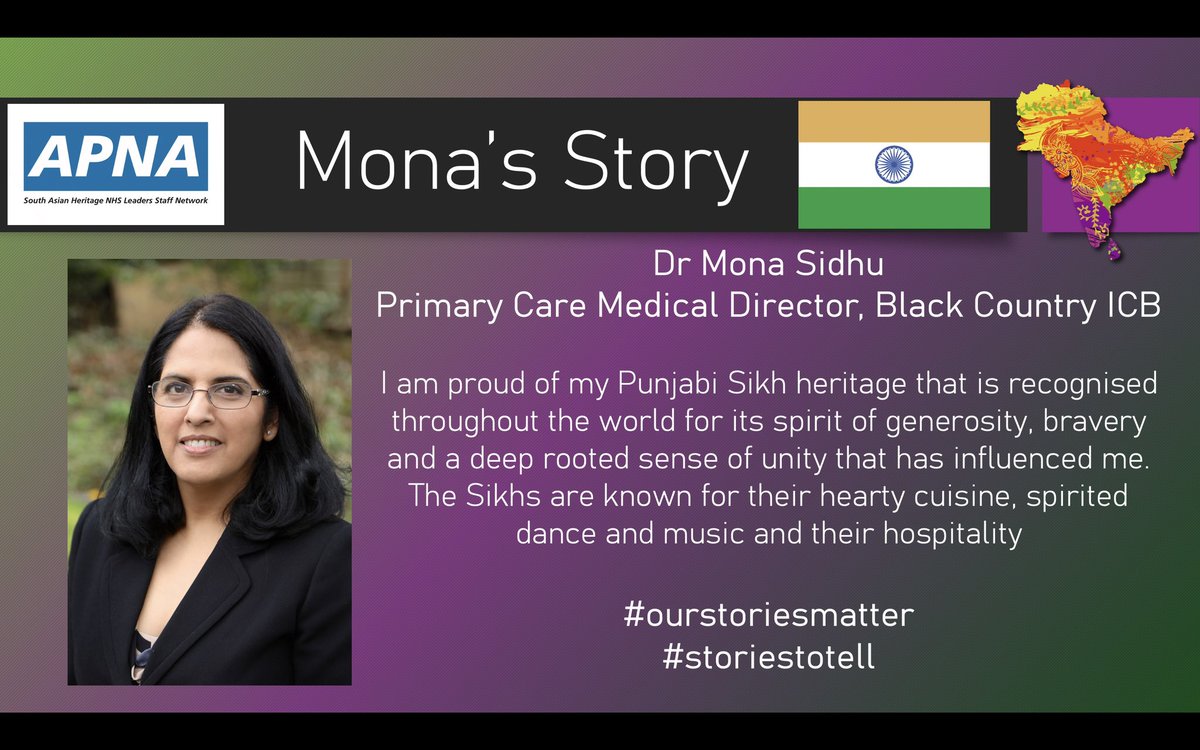Meet @DrMona_Sidhu🇮🇳
Primary Care Medical Director @NHSinBlkCountry
GP & GP Trainer @RWT_NHS
GP TPD @NHSHEE_Midlands

Yesterday I was clever, so I wanted to change the world. Today I am wise, so I am changing myself -Rumi

#ourstoriesmatter #storiestotell #SouthAsianHeritageMonth