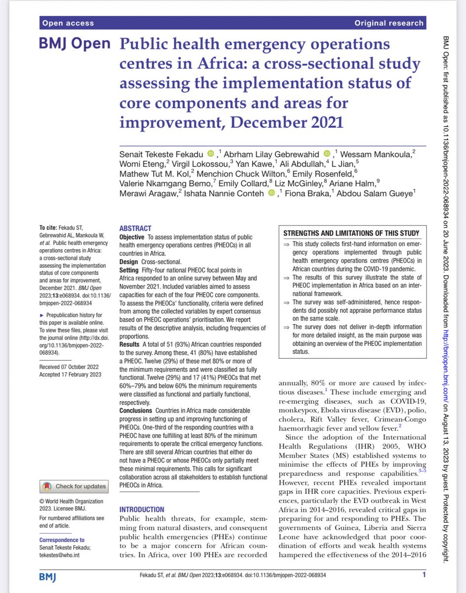 Chikwe_I's tweet photo. Read this excellent piece describing collaboration by @WHOAFRO @AfricaCDC @OoasWaho &amp; partners on status of Emergency Operations Centres, mostly in National Public Health Agencies

An important collaborative area for regional &amp; global health security

https://t.co/1nPfdpkkbv https://t.co/c1BWMJGKYQ