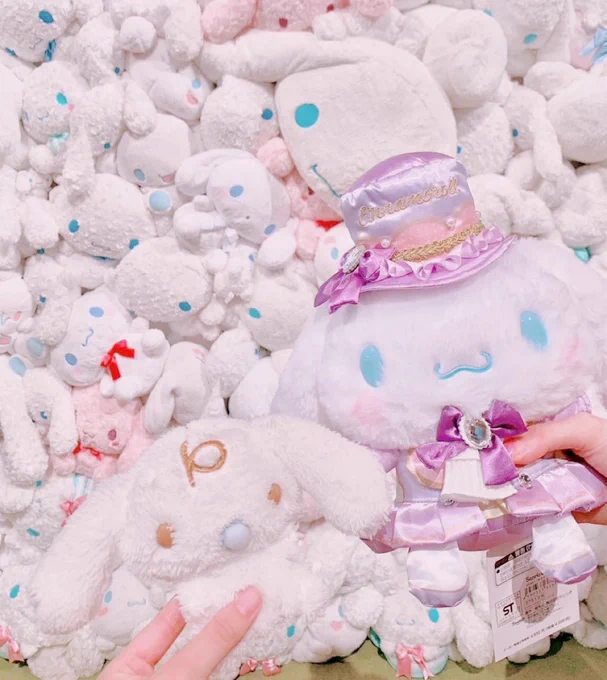 帰りに友達とシナモロール展૮ .  ̫ . ა๑ 500体限定の新衣装シナモンさんのぬいぐるみも可愛すぎるしふわふわでしあわせ