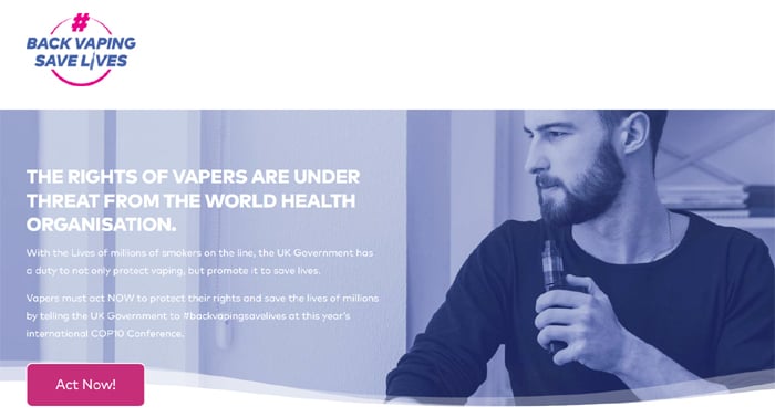 EcigClick's tweet photo. Find out the simple ways you can get involved with the Back Vaping Save Lives campaign against the #WHO &amp; #COP10 .

Led by the director of @wevapeuk - @MOates_ - make your voice heard  👉   https://t.co/jYXEgxGf6T

#BackVaping #BackVapingSaveLives #THR #Vaping #WeVape #Ecigclick https://t.co/53f3r7kUHD