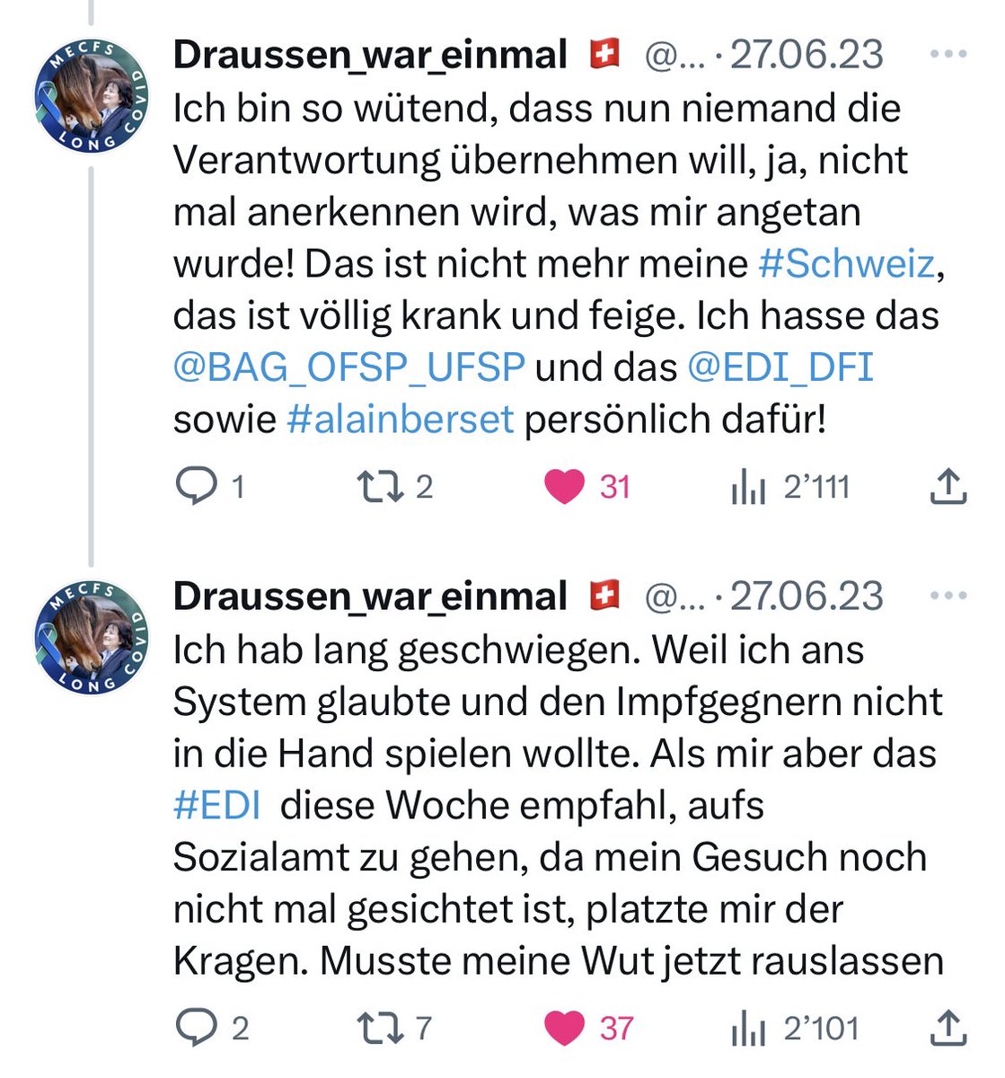Es ist eine Schande, was in diesem Land passiert.
Menschen sterben an den Folgen der experimentellen Gen-Therapien, während Politik und Medien nicht nur wegschauen, sondern den wahren Grund des Sterbens immer noch verschleiern.
