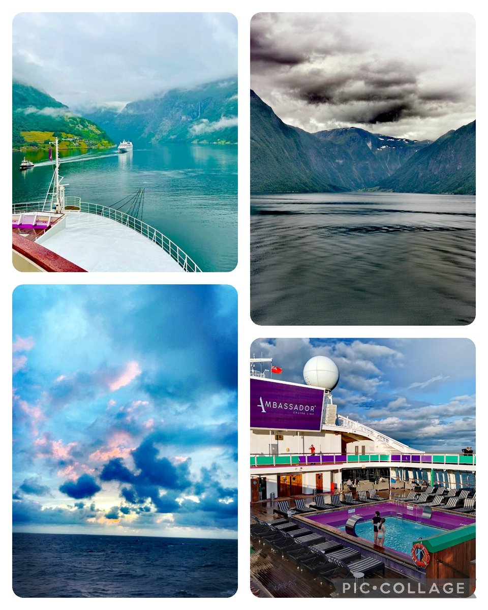 PeelyClare's tweet photo. We've had a different kind of holiday this summer, seen as Jade refused to go anywhere hot! Norwegian Fjord cruise, absolutely stunning all round 🇳🇴☔🍻 https://t.co/MBtTGJdnib