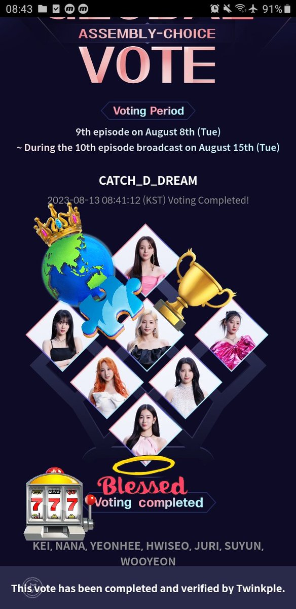 iriesta29's tweet photo. #QueendomPuzzle👑🧩#퀸덤퍼즐
#iR_VOTE 0813
Daily VOTE untill Final Episode
@mnetplus
#KEI #NANA #YEONHEE #JURI #SUYUN #WOOYEON #JIWOO
#케이 #나나 #연희 #휘서 #쥬리 #수윤 #우연
@Twinkple1
#i_GirlGroup
#i_LVLZ #i_우아 #i_RCPC
#김태연 #TAEYEON https://t.co/DDLYircXGB