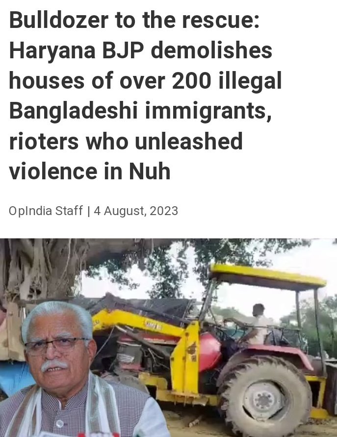 SandhyaS64891's tweet photo. Recent action by Haryana BJP, demolishing houses of over 200 illegal Bangladeshi immigrants involved in violence in Nuh, raises important questions about immigration, law enforcement, and maintaining peace. A complex issue with multifaceted impacts. #HaryanaBJP #RuleOfLaw https://t.co/Pm5jAlEtZF