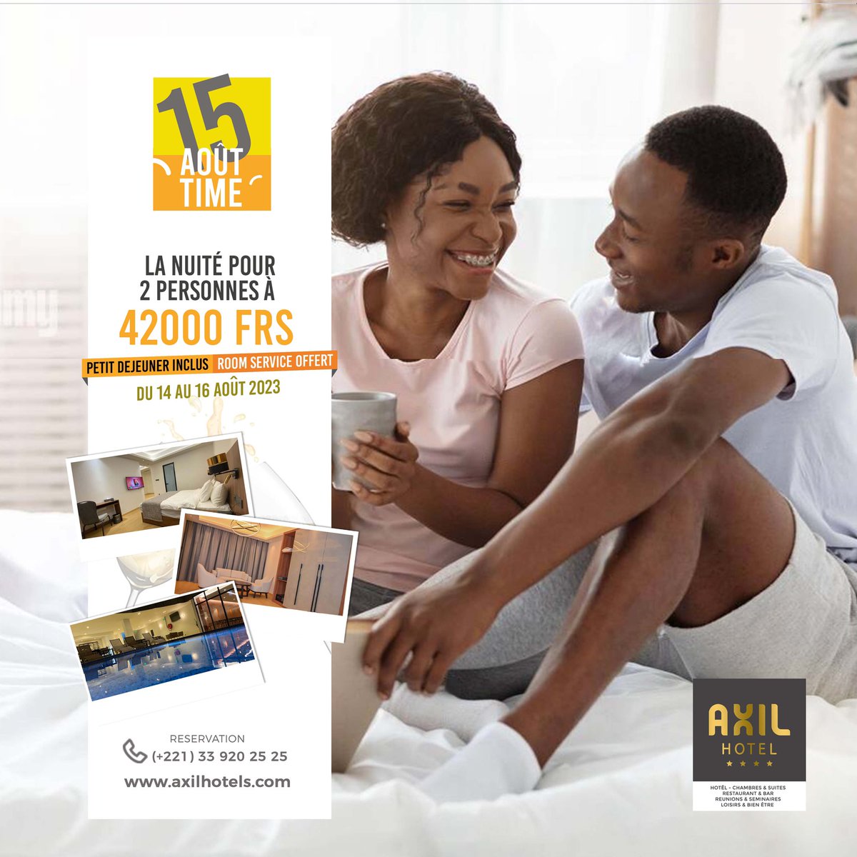 axil_hotel's tweet photo. Spécial Assomption ✨

Bénéficiez d’un prix cadeau avec les services d’un hôtel 4 étoiles ⭐️ 

———————————————
#hotel #accueillant #modern 
#teranga  #Senegal  #beautifulPeople #team221 #vacation #vacances #voyage #promo #assomption https://t.co/2oKCb1pJTT