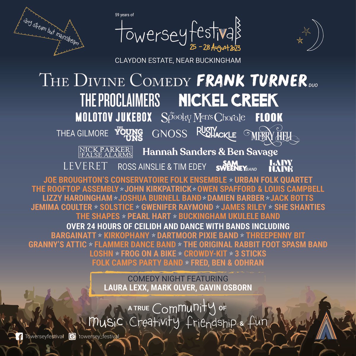 Next band gig is this beauty @towerseyfesti with a whole host of very fine acts. Day and weekend tickets still available. We’re on the Saturday with @frankturner @LadyNade @theagilmore and Flook among others.