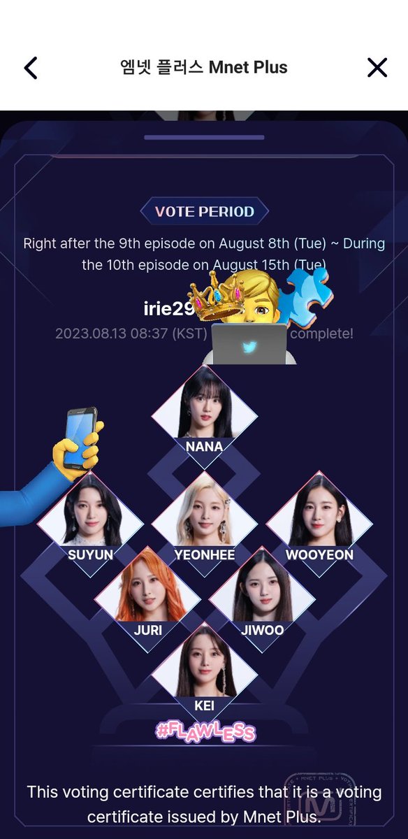 iriesta29's tweet photo. #QueendomPuzzle👑🧩#퀸덤퍼즐
#iR_VOTE 0813
Daily VOTE untill Final Episode
@mnetplus
#KEI #NANA #YEONHEE #JURI #SUYUN #WOOYEON #JIWOO
#케이 #나나 #연희 #휘서 #쥬리 #수윤 #우연
@Twinkple1
#i_GirlGroup
#i_LVLZ #i_우아 #i_RCPC
#김태연 #TAEYEON https://t.co/b71Ph3xFEK