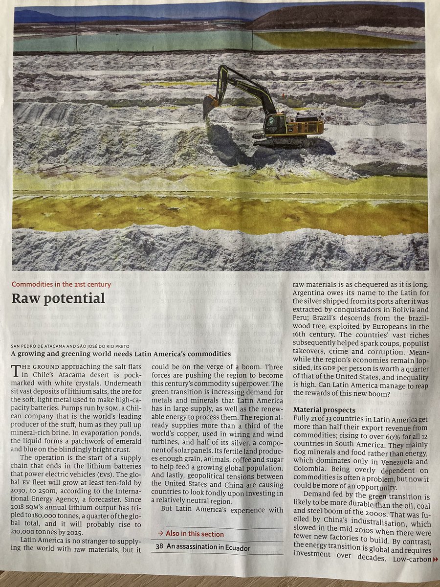 noevanhulst's tweet photo. Great piece in @TheEconomist on how #LatinAmerica could benefit from #commodityboom. Key question: how 2 avoid #DutchDisease & the #ResourceCurse? More on this in my book #FromDutchDiseasetoEnergyTransition https://t.co/fjR2HDk5ht https://t.co/0tCqpKrp38