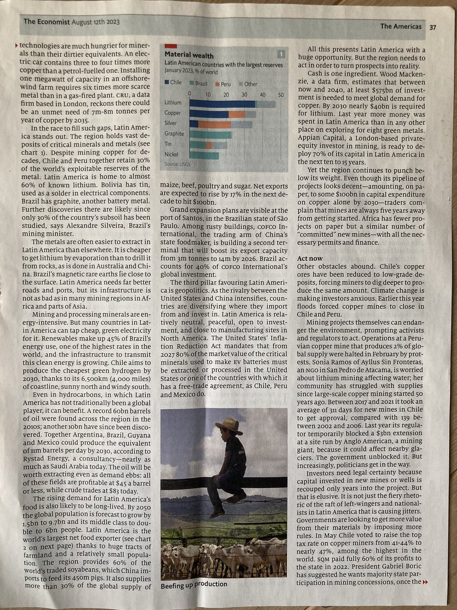 noevanhulst's tweet photo. Great piece in @TheEconomist on how #LatinAmerica could benefit from #commodityboom. Key question: how 2 avoid #DutchDisease & the #ResourceCurse? More on this in my book #FromDutchDiseasetoEnergyTransition https://t.co/fjR2HDk5ht https://t.co/0tCqpKrp38