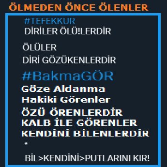 Muhammed__7007's tweet photo. Keşfedilemez Kubbeler..
#İLLAHU

AKLEDEN
HAYRETTEN HAYRETE DEVRİLİR

AN^
AN
DİRİLİR

NİCE ALEMLERDE
BİLİNİR

ŞÖHRETLERİ HAKİKİ DİRİLERİN!

*
AKLEDENLERE TESLİMSİZLER!

kend UYAN
HER NEFES Ö|ür
devrilir!

#mto #ifam #TEFEKKÜR #NASİHATLER #YusufKaplan #dua #zikir #akra
#HadimulSIR https://t.co/eEM2Enyo3G